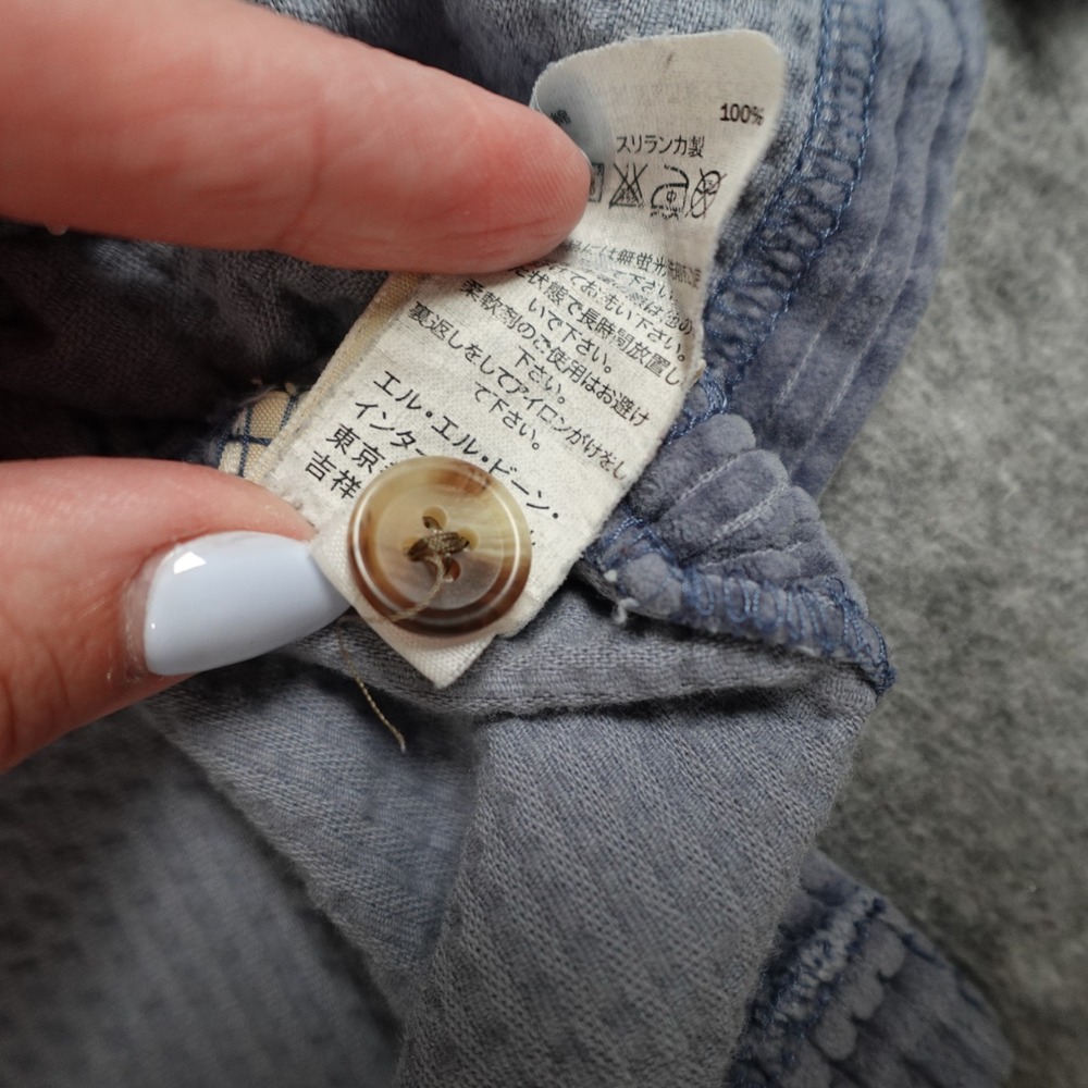 LL Bean Top Women Large Blue Corduroy Button Front Long Sleeve Cotton Shacket - Picture 6 of 11